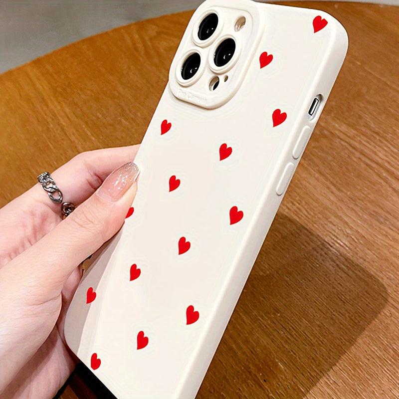 White and red heart TPU protective case for various Apple iPhone models.