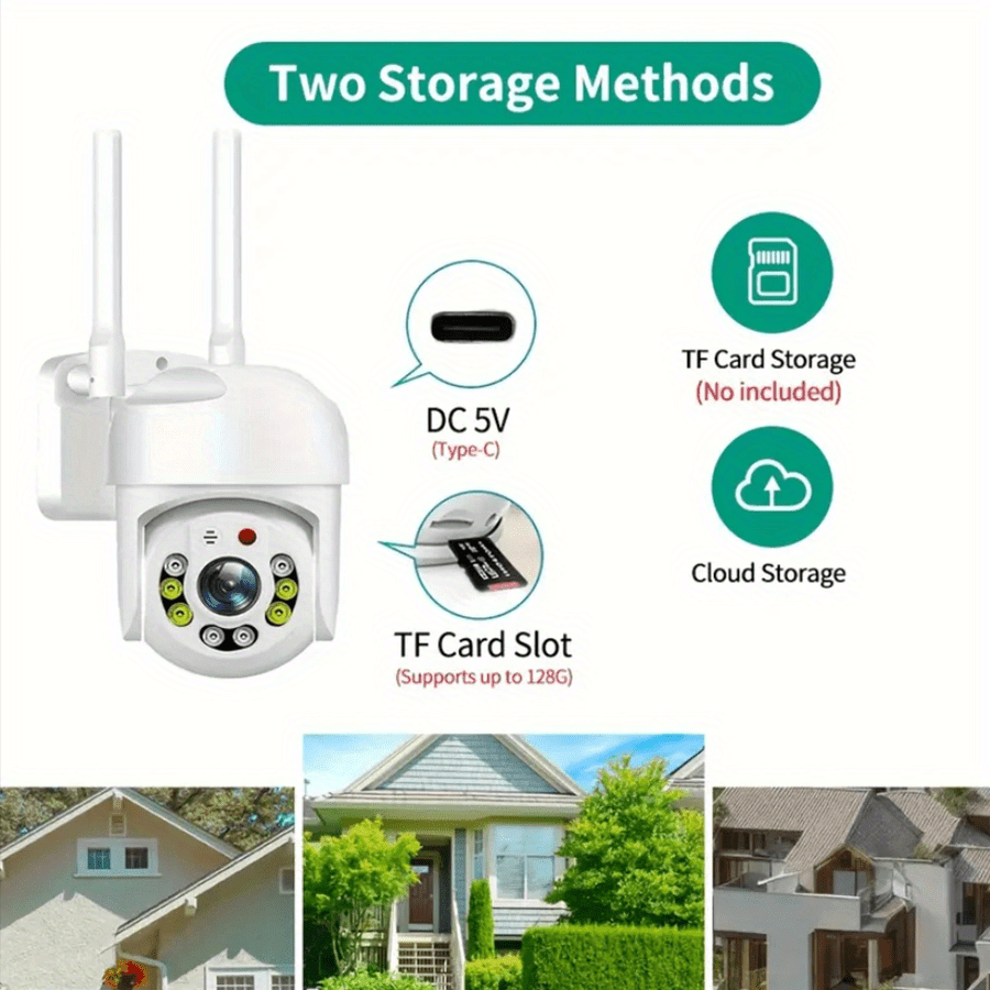 Yuqori darajadagi WiFi xavfsizlik kamerasi, PTZ, avtomatik kuzatuv, 360° panoramali ko'rinish, to'liq rangli tungi ko'rish, AI insonni aniqlash, ikki tomonlama audio - suv o'tkazmaydigan va USB quvvatlanadigan, aqlli uy xavfsizligini oshirish uchun.