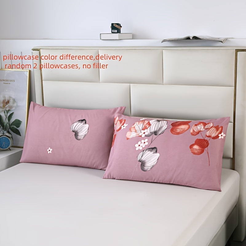 Set of 2 luxurious brushed pillowcases featuring a stylish floral and geometric design. These pillowcases are soft, skin-friendly, and have an envelope closure for easy use. Made from machine washable polyester material, these lightweight pillowcases