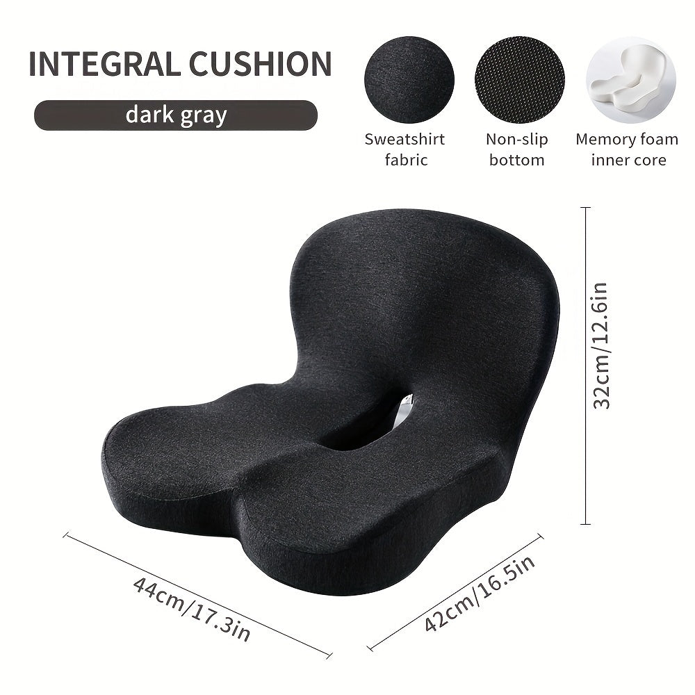 Memory foam core cushion backrest provides soft and supportive comfort, giving protection to the buttocks and waist during prolonged periods of sitting. This versatile cushion can be used in the office or car, with a removable, washable jacket made from