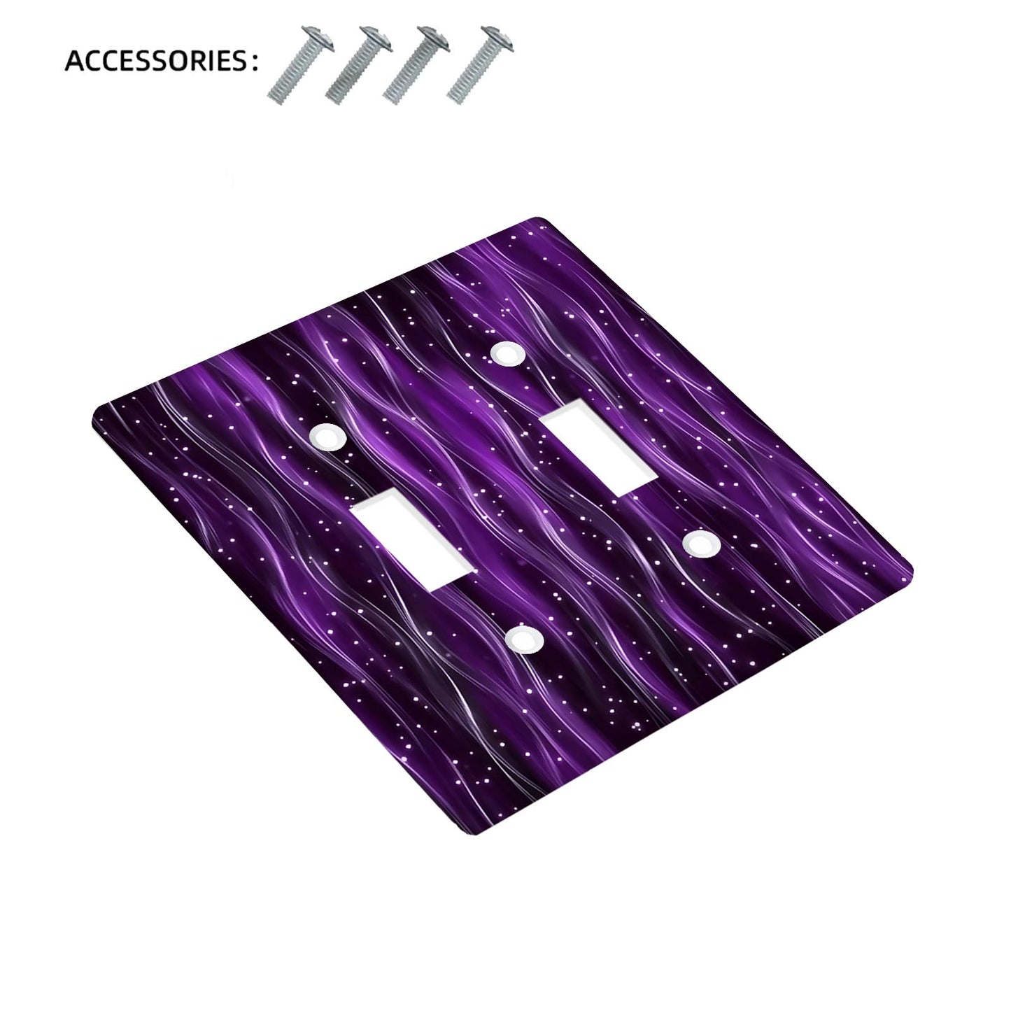 Durable polycarbonate light switch cover with sparkling purple pattern for home or office.