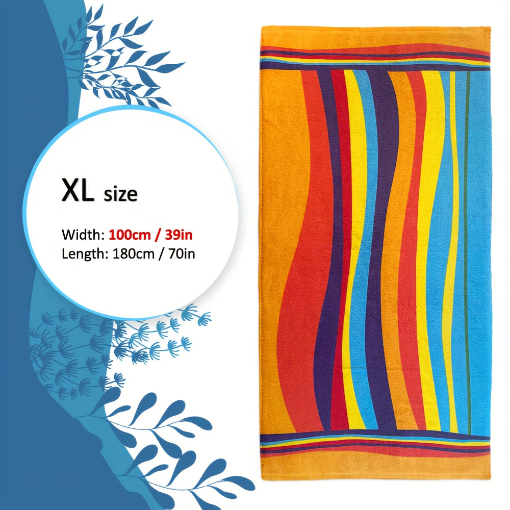 XL Striped Beach Towel - Soft Microfiber, Quick-Dry, Sand-Free - Ideal for Travel, Yoga, Camping, Swimming - Machine Washable