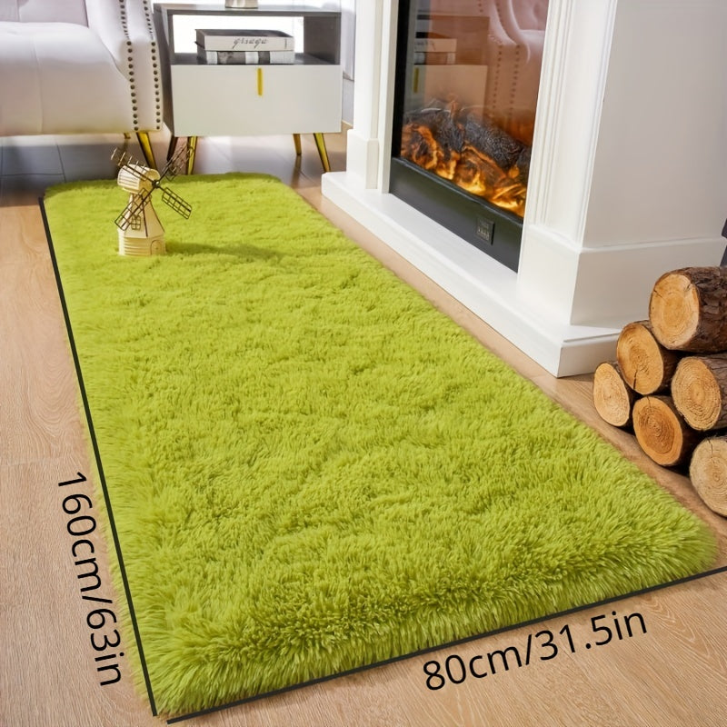 Super Soft Shaggy Rug in Grass Green for Bedroom and Living Room Decor - Modern Indoor Fuzzy Plush Area Carpet for Kids and Girls, Ideal for Dorms and Homes