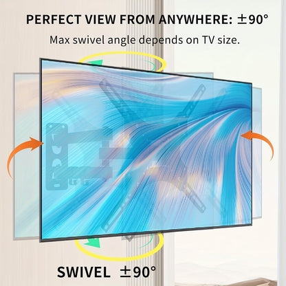 Modern Black TV Wall Mount with Full Motion - Offers Swivel, Tilt, and Extension for 14-55" LED LCD Flat/Curved Screens, Compatible with VESA 400x400mm, Weight Capacity of 24.95 KG