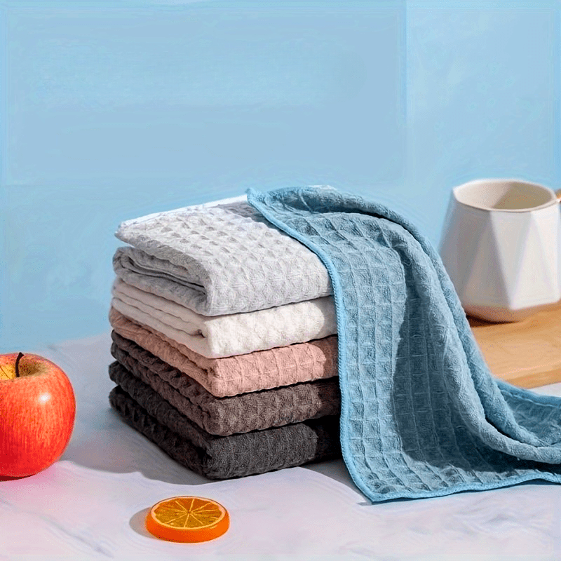 Microfiber Waffle Weave Cleaning Cloths 4/8 Pack, Super Absorbent Knit Fabric, Square Household Towels for Bathroom & Kitchen Use