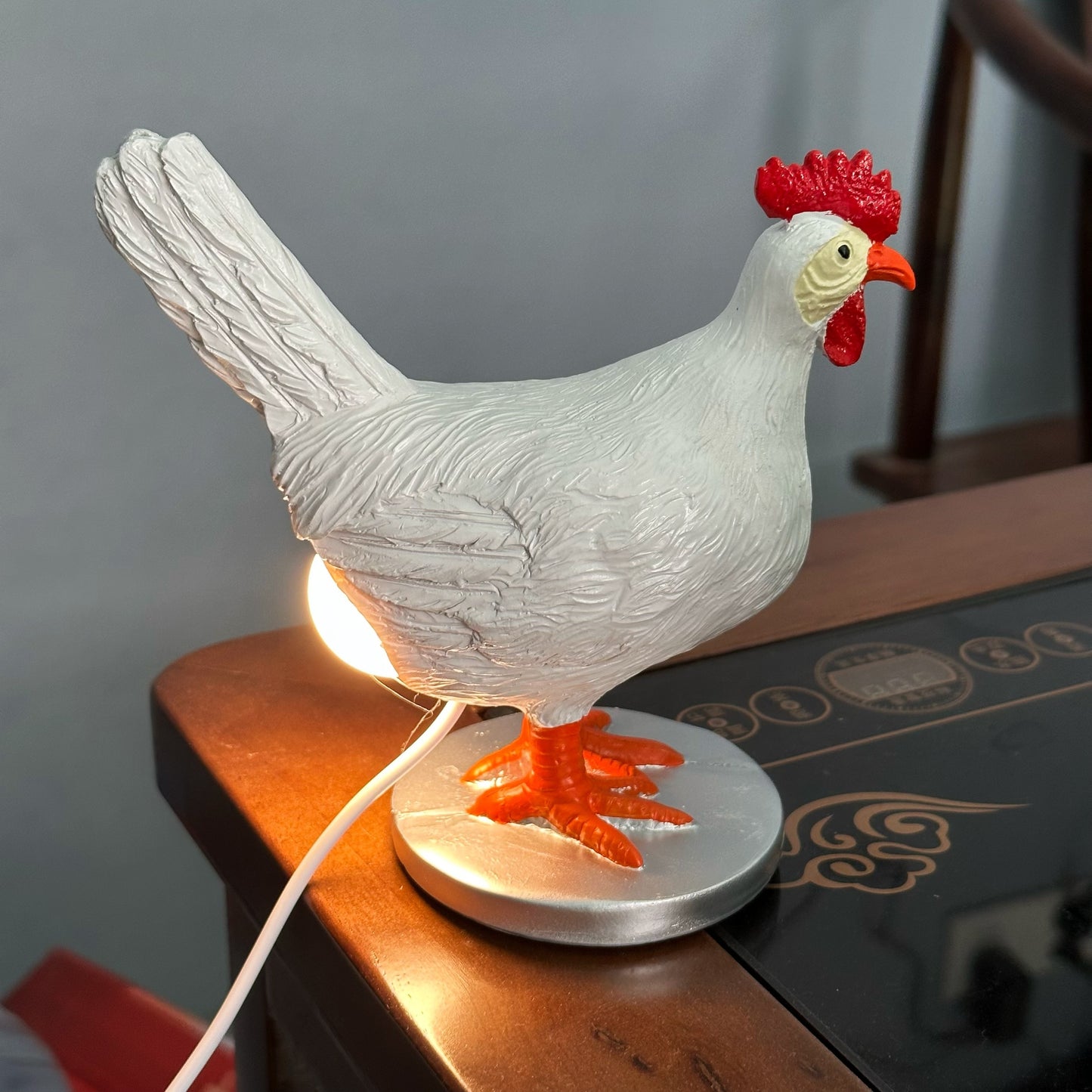 1pc Chicken Butt Lamp, Cute Rooster Resin Desktop Ornament LED Light for Home Decor and Gifts.