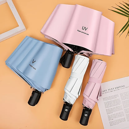 Automatic folding umbrella with UV protection, cute design, durable iron structure, Pongee (210T) canopy, foldable and portable.