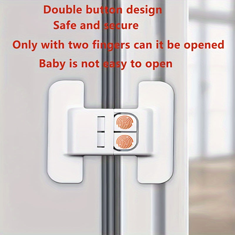 2-piece set of refrigerator door closers with automatic locking mechanism for universal fit and enhanced safety buckle design for safe closure and preventing door sagging.