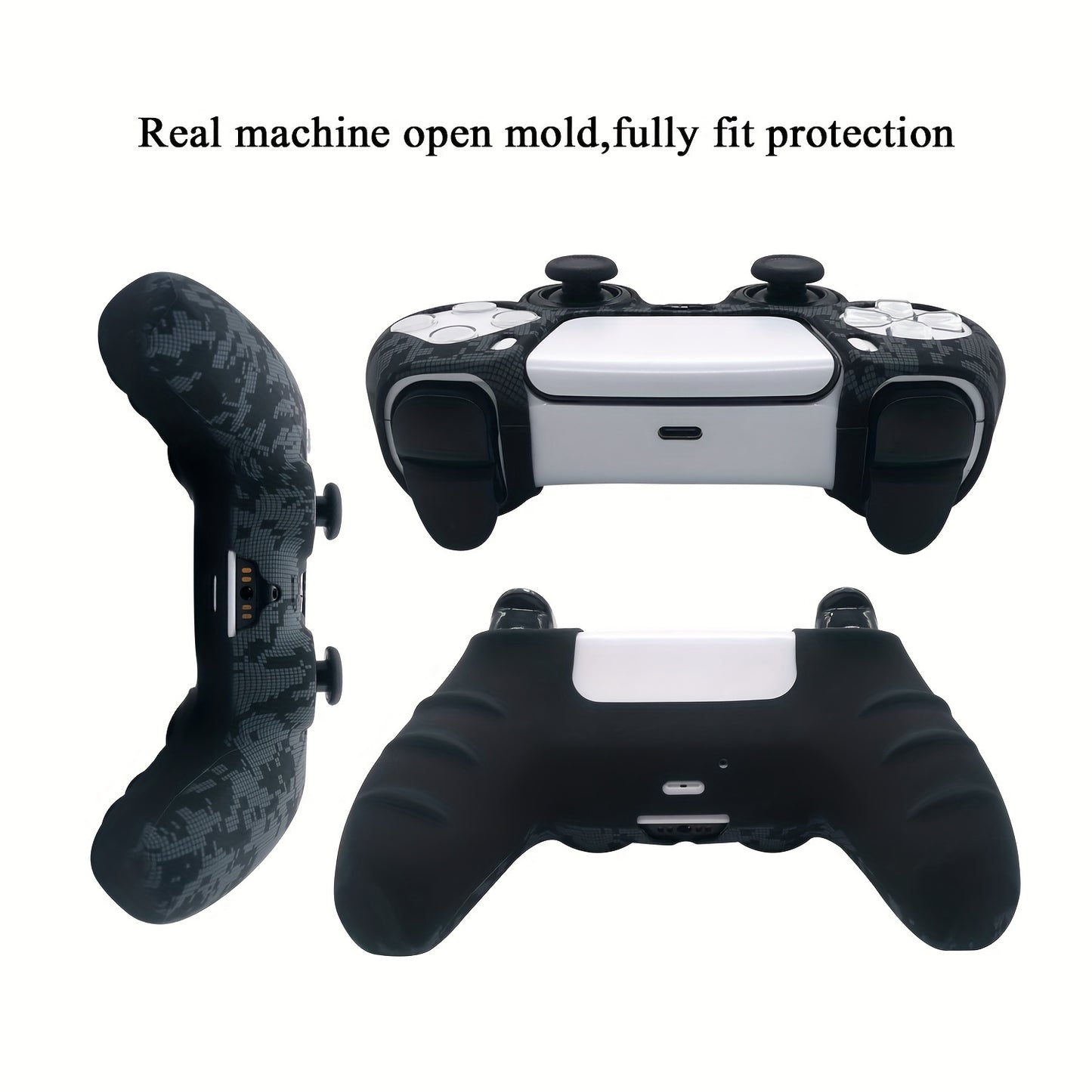 Silicone soft device shell with camo pattern for PS5 controller, water transfer gaming cover with anti-slip texture, enhanced tactile experience, scratch resistant.