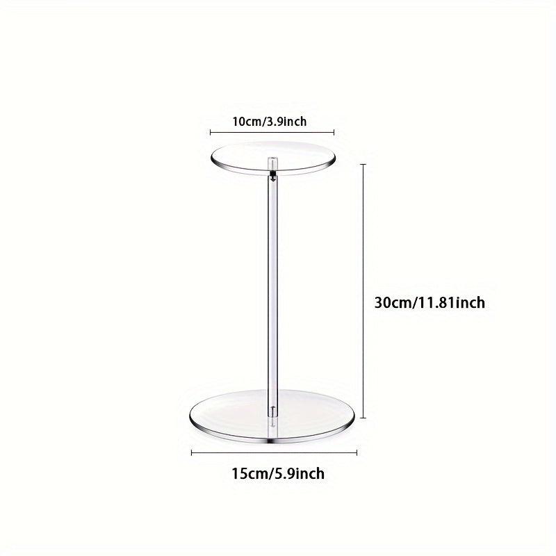 Introducing our sleek and minimalist 1pc Clear Acrylic Hat Display Stand. This freestanding and portable storage rack is perfect for organizing bucket hats, baseball caps, and wigs. With no electricity needed, it is ideal for use in the bedroom