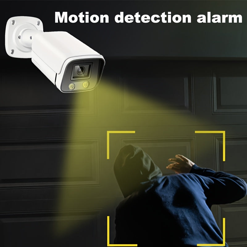 6MP Outdoor POE IP Security Camera with Full-Color Night Vision, Human Detection, One-Way Audio, Wide-Angle Lens, AI Video Surveillance, and Wired Connection to NVR.