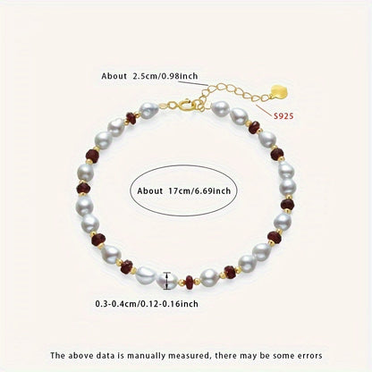 Luxurious MUFAN Women's Fashion Pearl Bracelet with Baroque Freshwater Pearls, Adjustable S925 Silver Chain, Elegant June Birthstone Jewelry in Gift Box