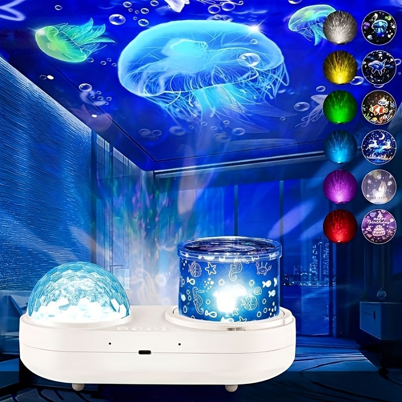 Newly Designed LED Night Light, Ocean Light Projector with 360 Degree Rotation and 6 Color Projection - Perfect Birthday Gift