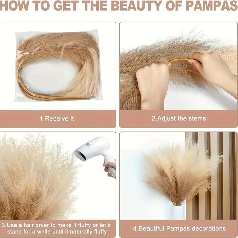 3 lifelike pampas grass decor pieces, 86.36cm fluffy faux pampas for boho home and wedding accents. Perfect for vases, bedrooms, offices, and cafes. Ideal gift for Valentine's, birthdays, and Mother's Day.