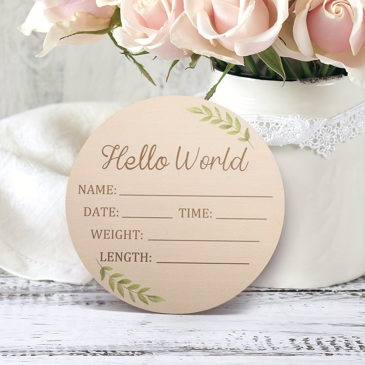 Welcome Earthlings - Universally pleasing announcement plaque. Crafted from sustainably-sourced solid wood. Ideal for capturing your first moments together and adding a touch of charm to any nursery.