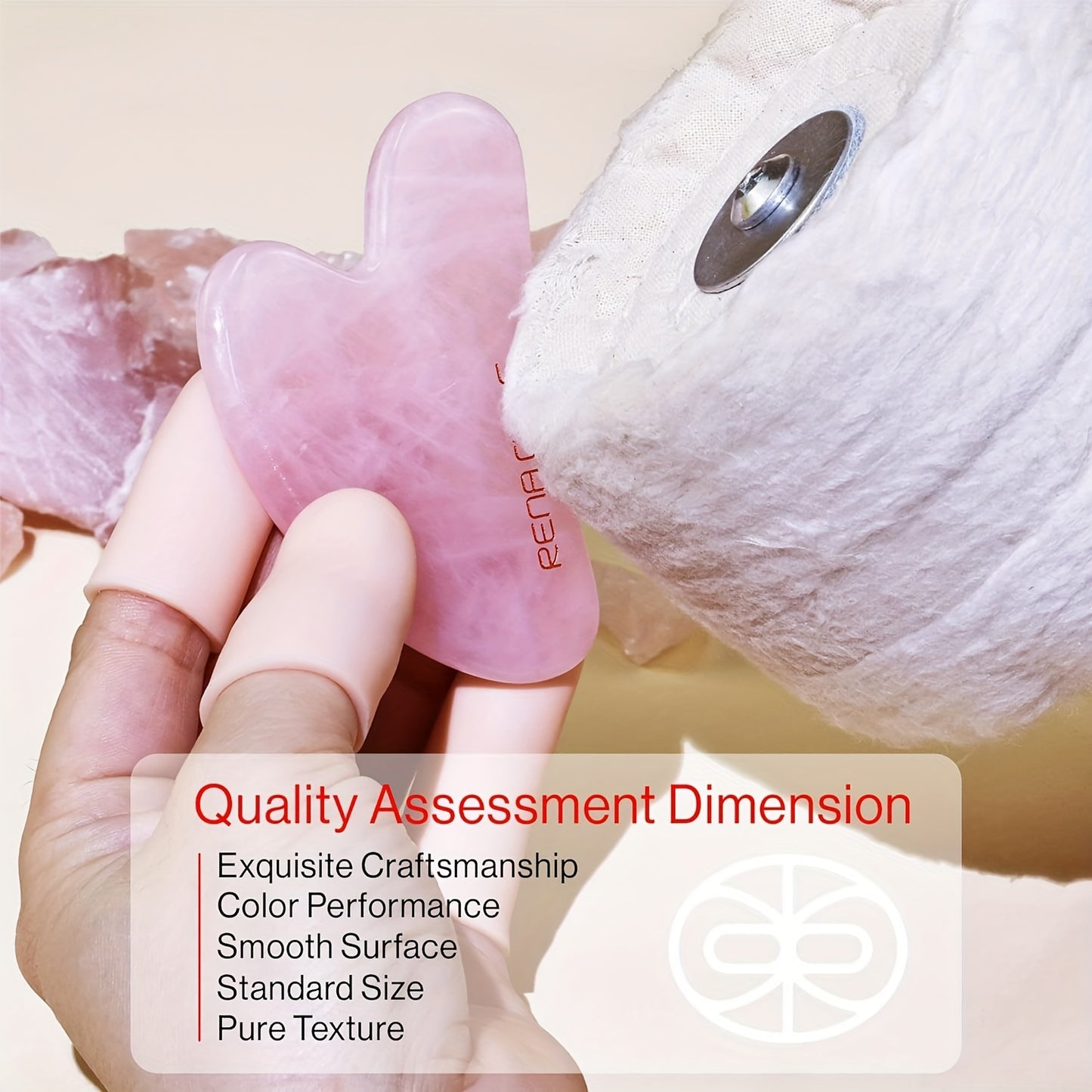 1pc RENA CHRIS Gua Sha Scraping Massage Tool, made from Natural Rose Quartz for Facial Massage, Unisex Skincare, Emotional Healing, Love and Self-Care