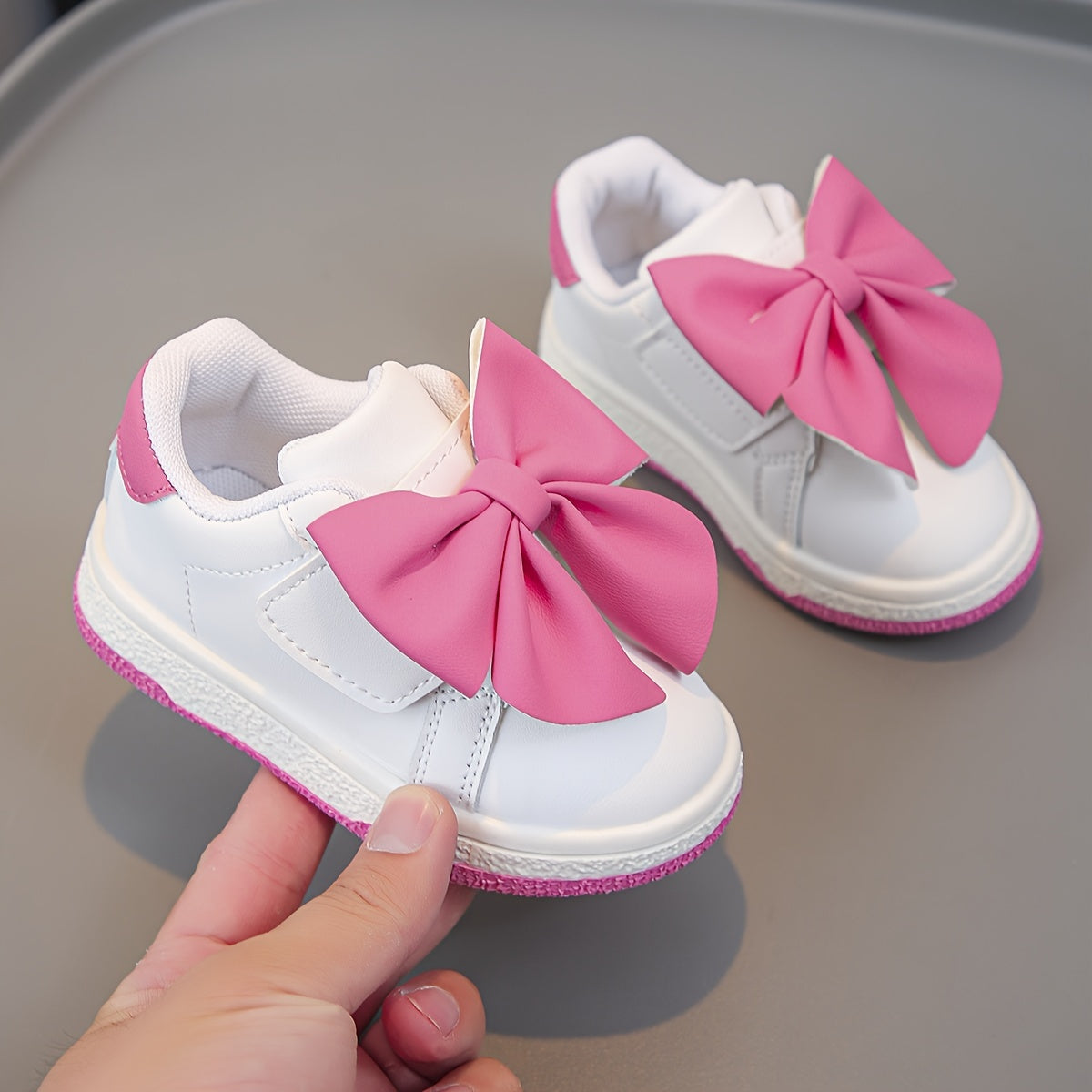 Girls' White Shoes with Seasonal Pink Bows