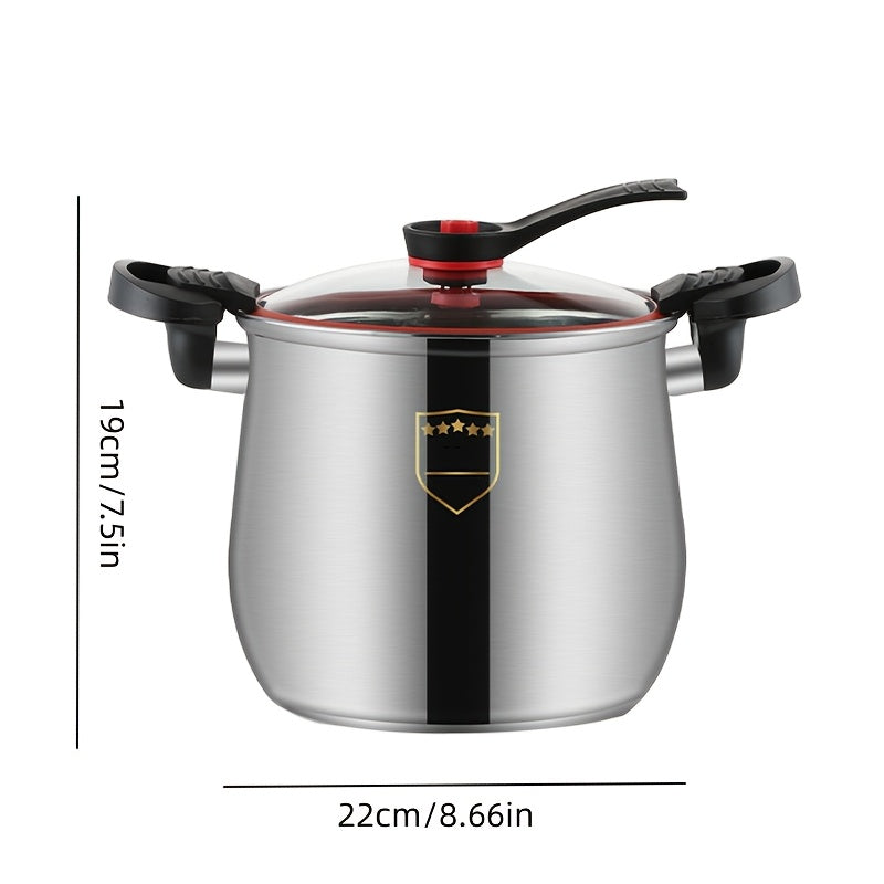 Multipurpose Stainless Steel Cooker - Food-Grade 304 Material, Non-Stick Soup Pot with Airtight Lid for Fast Boiling & Steaming, Spacious Size, Suitable for Induction Cooktops, Perfect for Home Cooking, Ideal for Braising