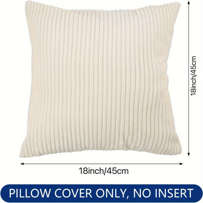 4 Bocwre Pillow Covers in Ultra-Soft Corduroy with Boho Chic Striped Design, Zippered Closure - Machine Washable for Sofa, Bed, Living Room & Car Decor.