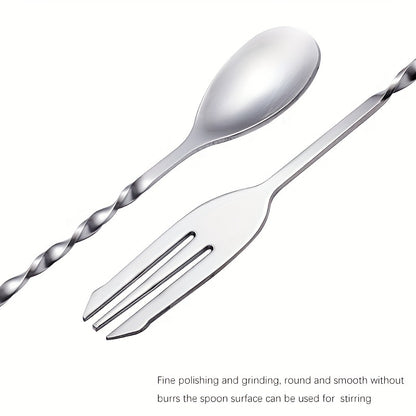 1/2/4pcs stainless steel stirring spoons, perfect for coffee and milk tea shops. A long bar spoon for mixing cocktails and other beverages, essential bar accessories for kitchen supplies.