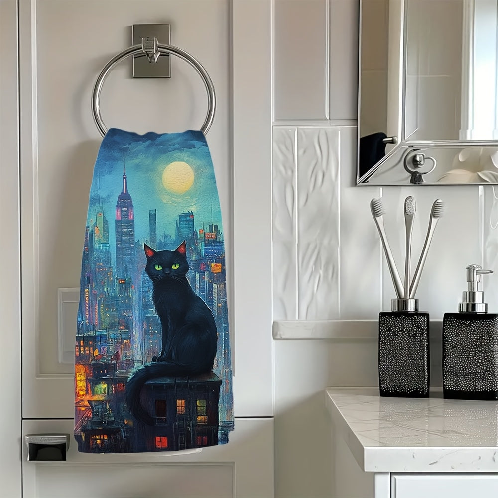 Set of 2 Ultra Plush Kitchen Towels featuring a Stunning NYC Skyline at Sunset - Exceptionally Absorbent, Easy to Clean Hand Towels, 40.64x60.96 cm - Ideal for Festive Home Decor & Daily Use, Dish Towels