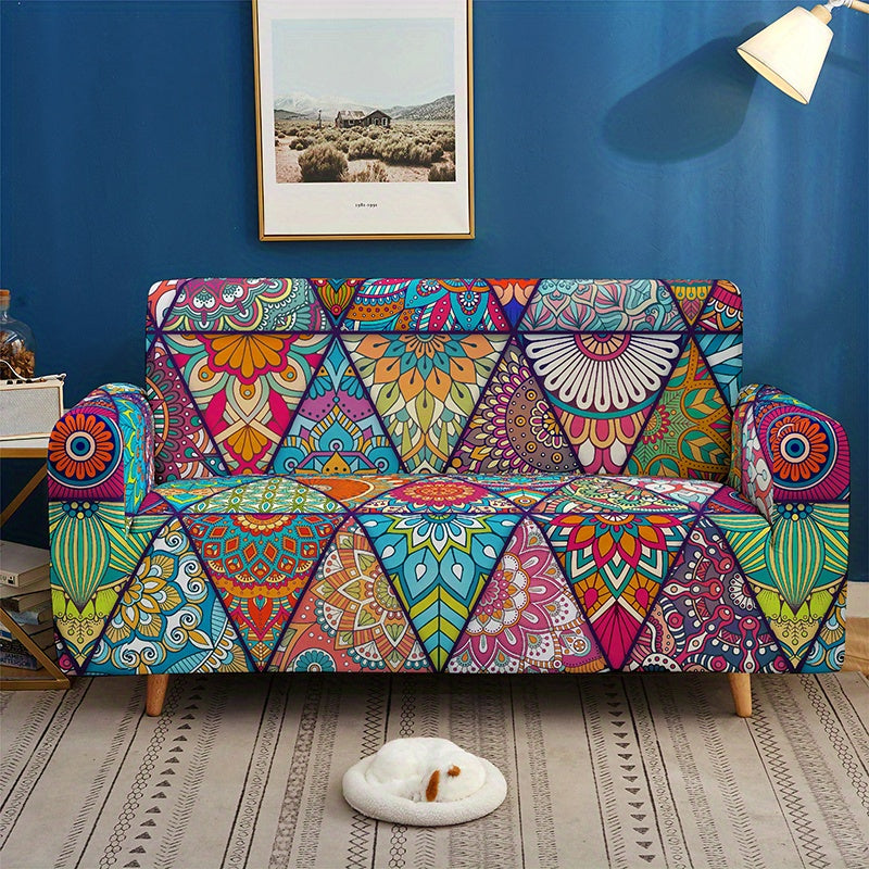 Bohemian-inspired milk printed sofa slipcover for home decor, protects furniture in bedroom, office, or living room. Non-slip design.