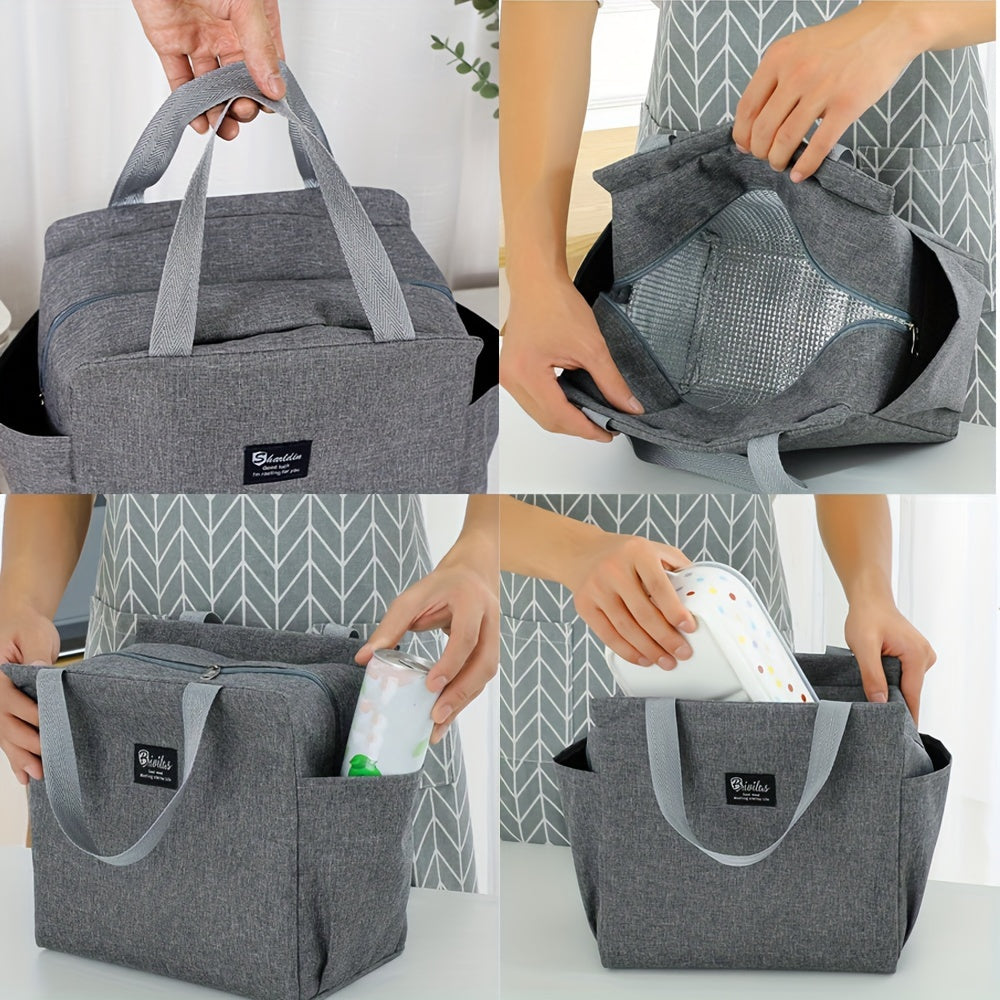 Thermal Lunch Bag for Women's Day: Insulated Flower Letter Print Cooler Bag, Portable Travel Picnic Bag for Office or School Gift.