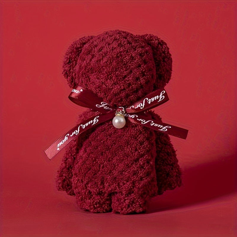 Bear-shaped ultra soft towel made of coral velvet, ideal gift for weddings, Valentine's Day, and housewarmings. Great for holiday decor and home supplies.