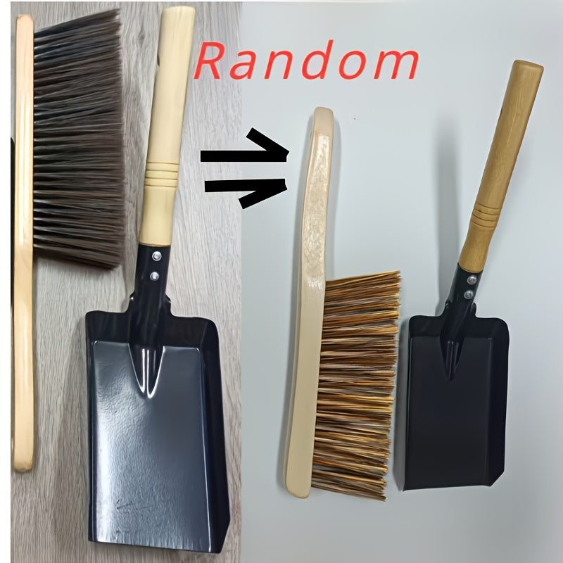 Set of durable fireplace cleaning tools, including an ash shovel, brush, wooden handle, and silicone gloves for safe and easy maintenance.