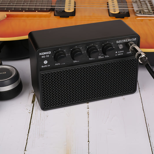 KOKKO Portable Electric Guitar Amplifier - Black Plastic, Wireless Headphone Jack, Rechargeable Battery, Built-in Effects, Aux Input