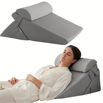 Set of 3 bed wedge pillows for back support after surgery and to prevent acid reflux.