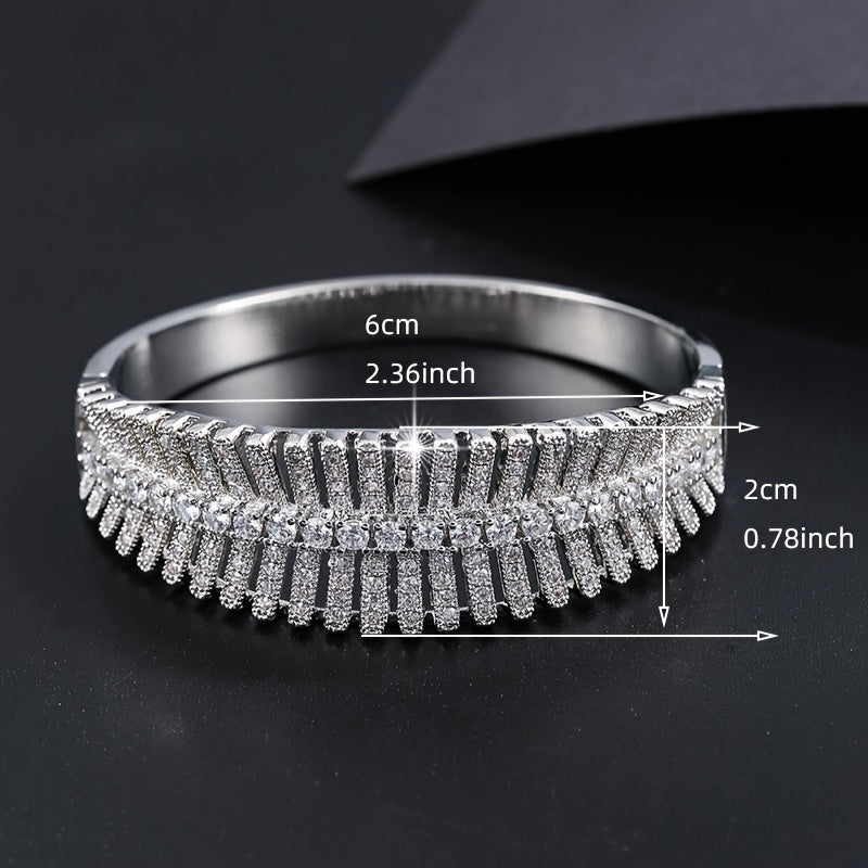 An elegant and stylish zirconia-encrusted bracelet with a chic hollow design