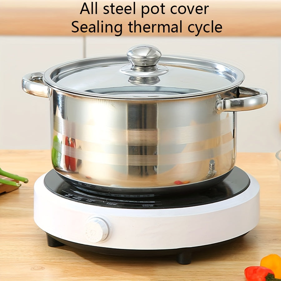 This set includes 10 stainless steel pots with sizes ranging from 18cm to 26cm. Each pot comes with a cover, making a total of 5 pots and 5 covers. The pots are double-handled and deep, perfect for cooking at home or in a restaurant. They are suitable