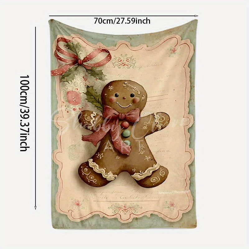 Get ready for the holidays with our Festive Gingerbread Man Blanket! Made with soft and cozy knit fabric, this nap blanket measures 69.85x99.82 cm and features a contemporary style in mixed colors. The polyester cover is adorned with a digital print of a