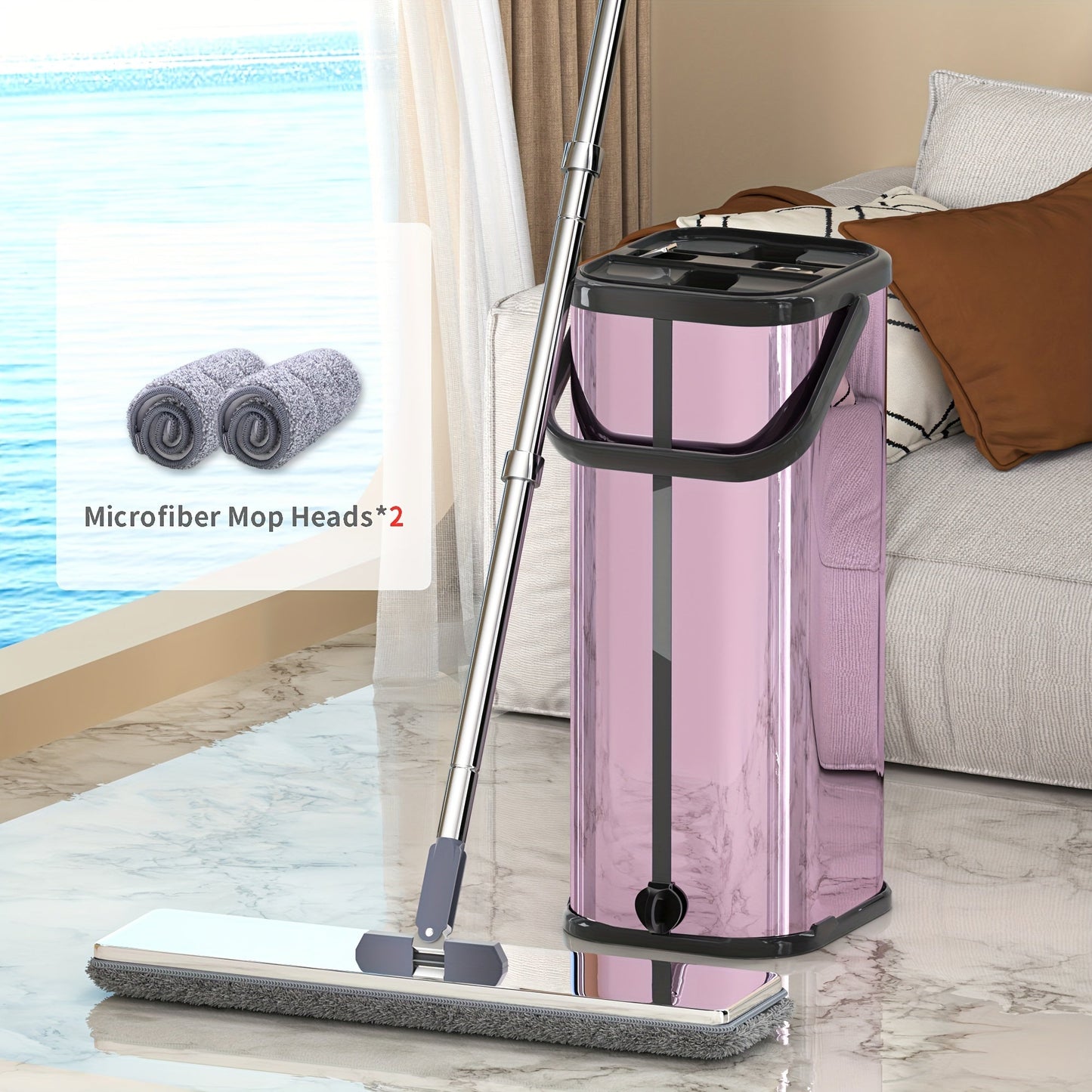 Introducing a revolutionary mop design that includes a scratch-off feature, eliminating the need for hand washing. This versatile model is perfect for both wet and dry use and comes with a convenient washable microfiber pad.