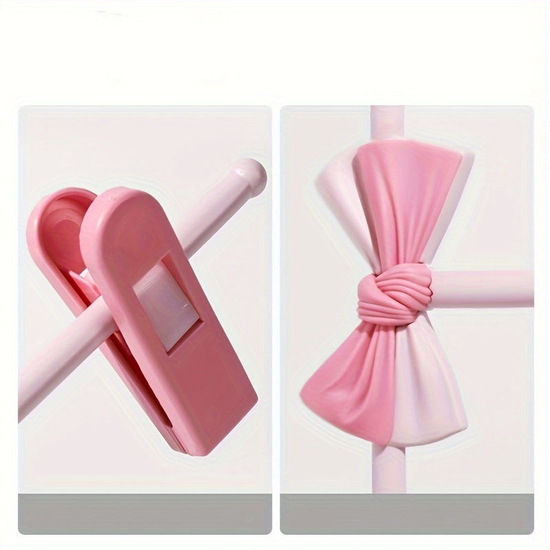 Convenient 27.94-68.58 cm Retractable Plastic Pants Hanger with Bow Clips - Ideal for Children's Clothing