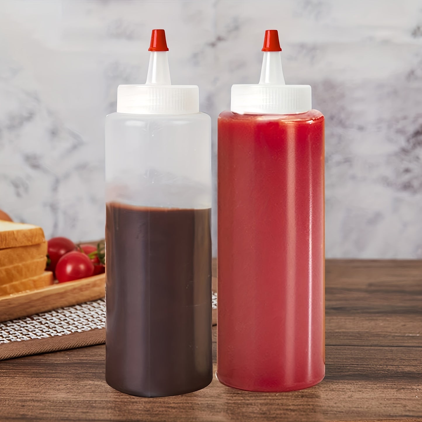 3 plastic squeeze bottles, 250ml each, for kitchen use