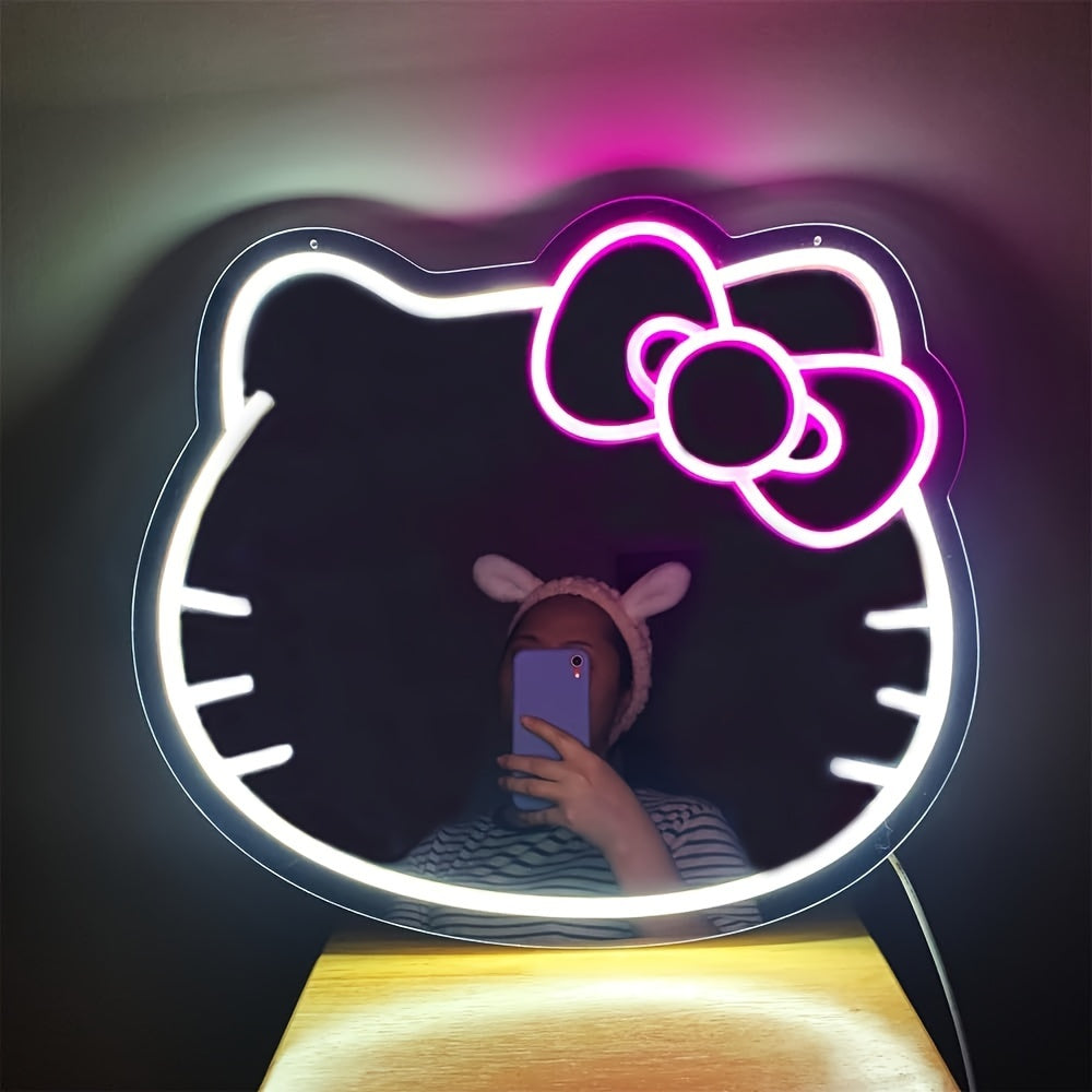 Hello Kitty Neon Sign: Multi-Color LED Light, USB Powered.