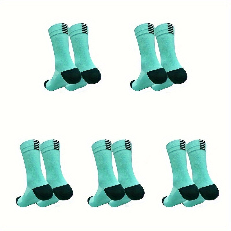 5 pairs of unisex cycling compression socks, breathable and highly elastic for outdoor sports and running.