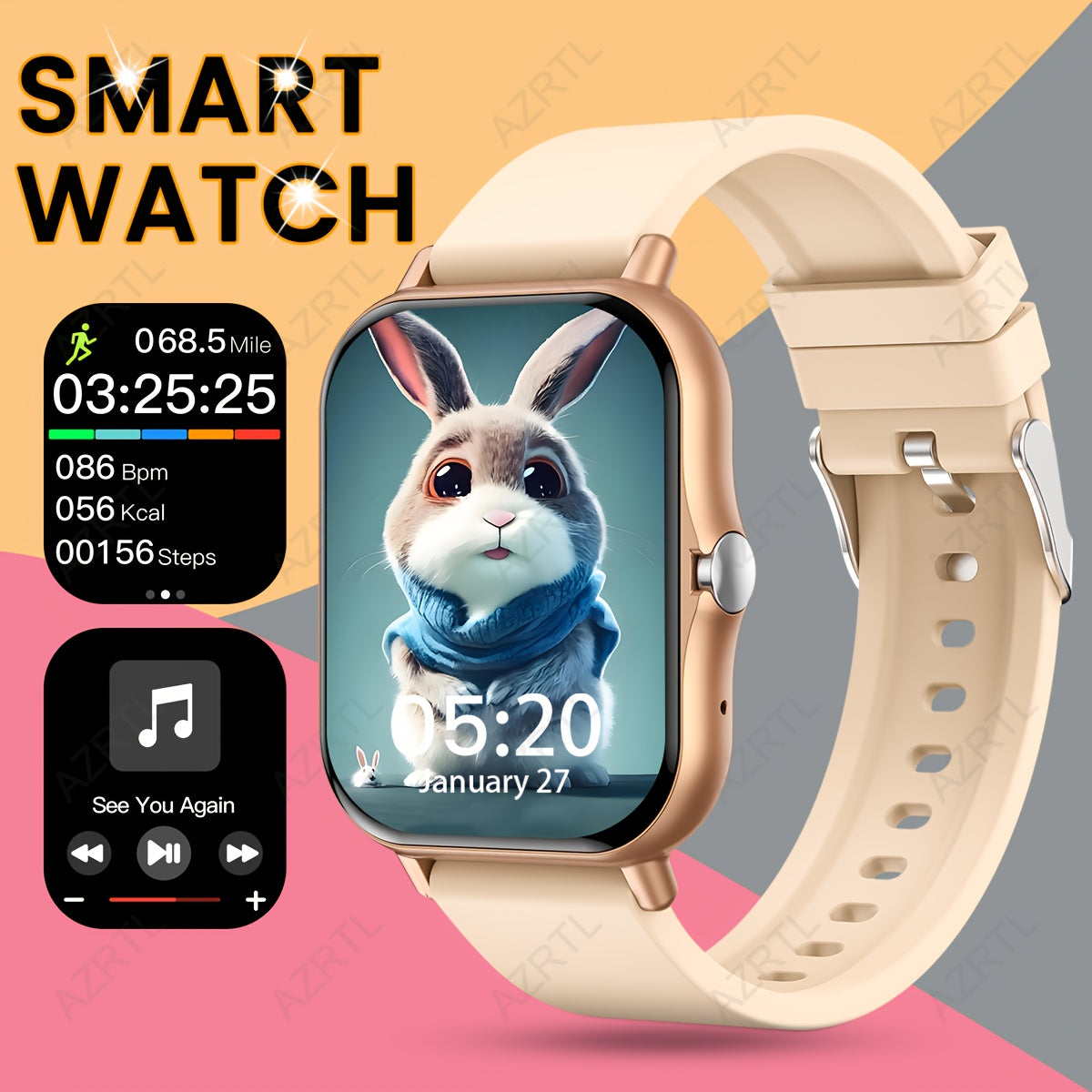 1.83-inch full touch screen smartwatch with call and message function, pedometer, multiple sports modes, compatible with IOS/Android devices. A minimalist style ideal gift for any occasion.