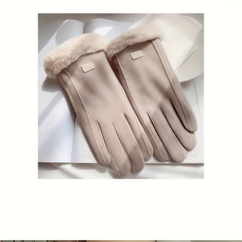 Stay warm and stylish with these Fleece Lined Windproof Touchscreen Riding Gloves for women. Made from polyester fashion velvet, these gloves offer elasticity for a comfortable fit. Perfect for casual outdoor activities, these gloves are hand washable