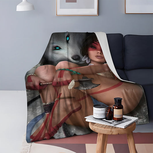 Modern flannel throw blanket that is resistant to stains, suitable for all seasons. Made of knitted polyester, this shawl is cozy and warm with a beautiful print. Perfect for use in the living room, bedroom, office, and outdoor camping, it is a versatile