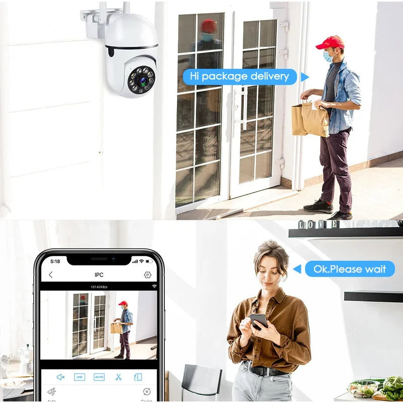 Indoor Video Surveillance Camera with Color Night Vision, Auto-Tracking, and 4X Digital Zoom - USB Powered for Home Safety - 1080P WiFi Security Camera