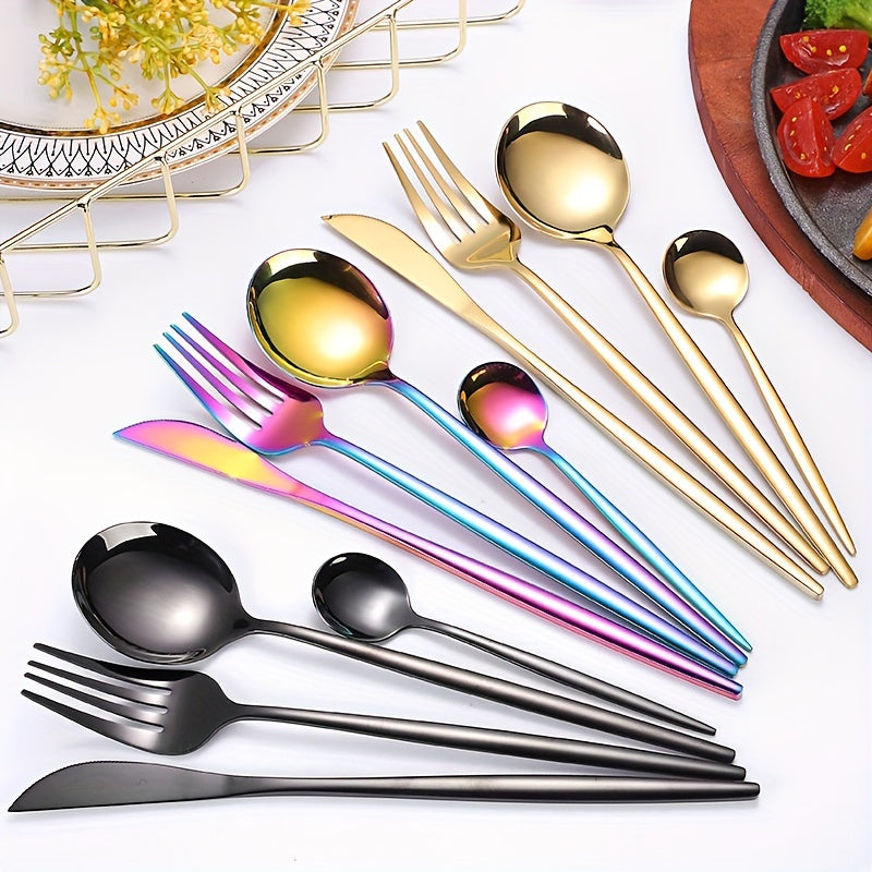 24-piece stainless steel cutlery set with Portuguese design for Western dining.