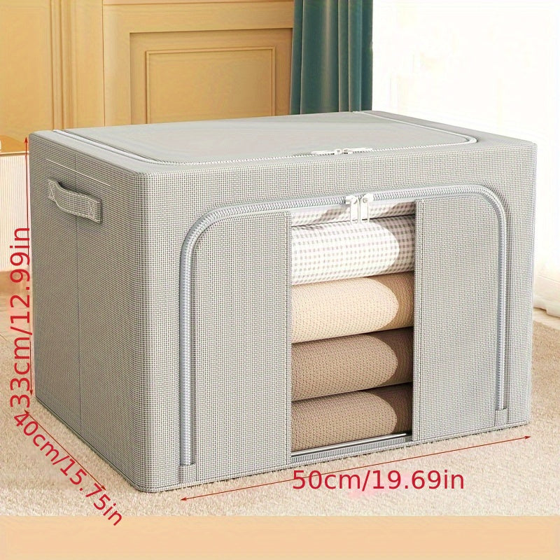 Large Clothes Storage Box with Handle and Window, Quilts and Blankets Organizer, Space-Saving Storage Basket for Closet, Bedroom, Home, Dorm, Dorm Room Accessories