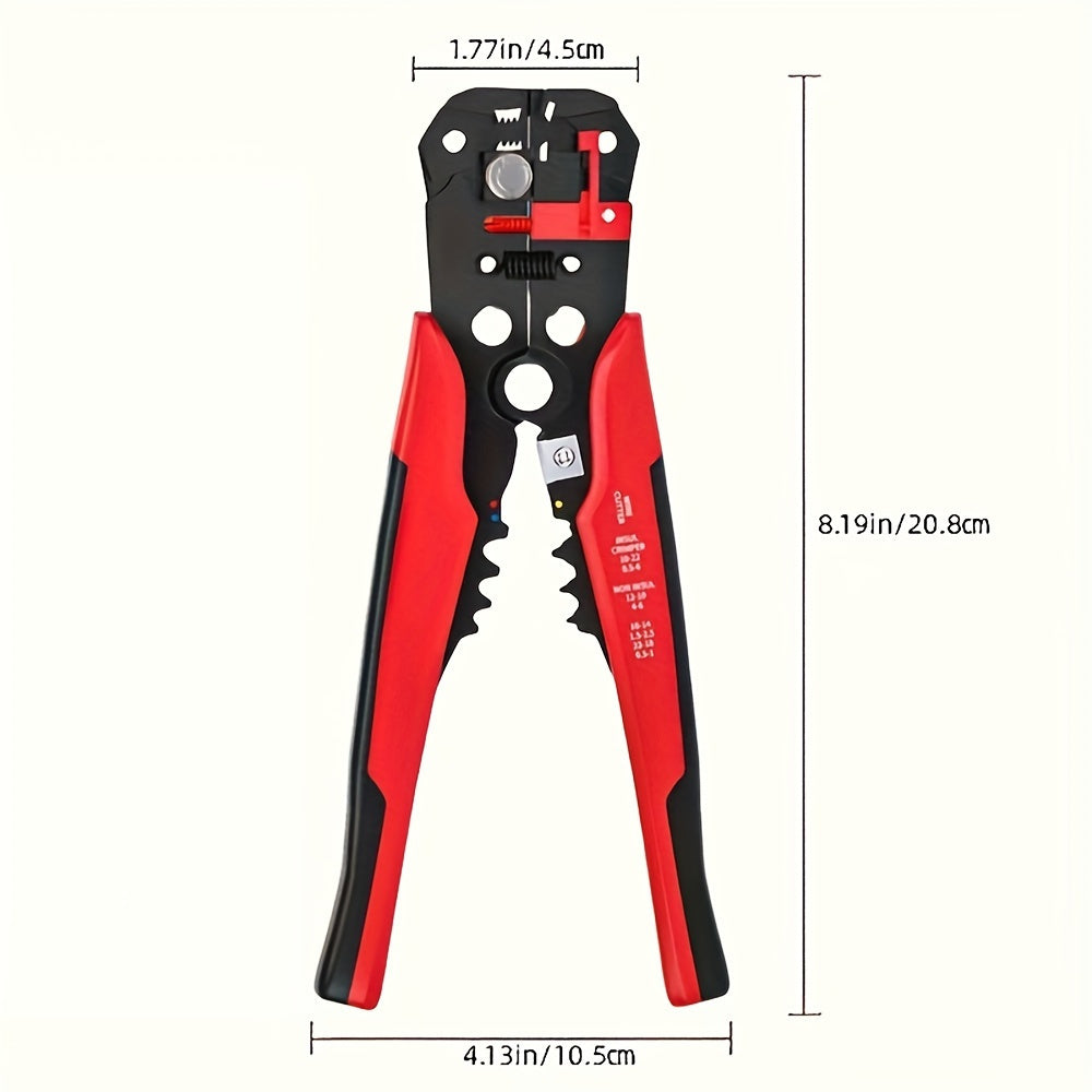 1pc Electrician's Wire Stripper - Multifunctional Crimping Pliers, Quick 24-10AWG Stripping, Carbon Steel Construction for Electrical Tasks.