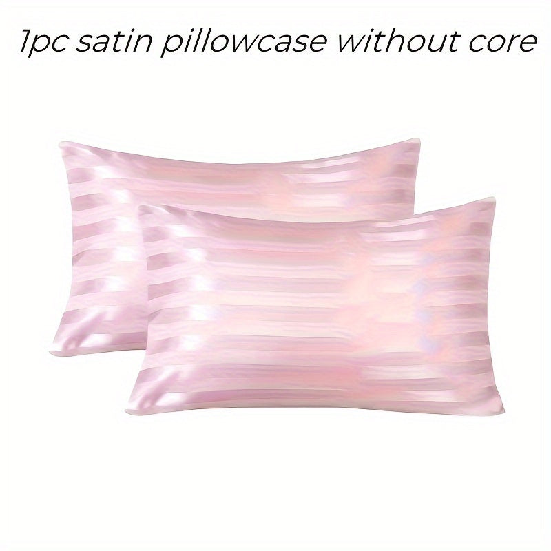 Gentle and Luxurious Striped Satin Pillowcase with Envelope Closure - Easy to Clean, Ideal for Bedroom and Guest Room Décor.