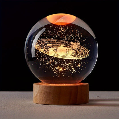 3D solar system night light with crystal glass ball, perfect astronomy gift for astronomy lovers. Can be used as a bedside Christmas gift for boyfriends and girlfriends.