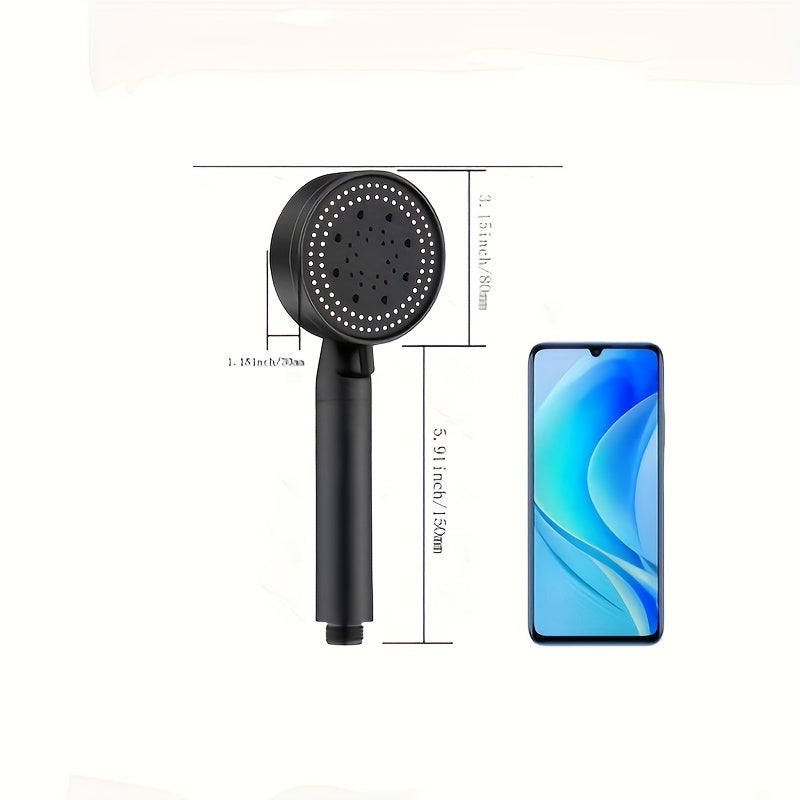 1-piece black shower head with five-speed settings and stop button, pressurized spray for home bathroom water heater, fluffy lotus design, bath set with rain shower.