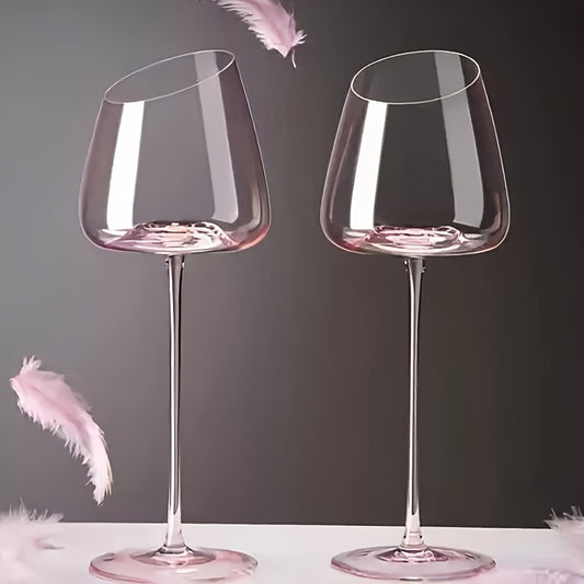 2 Pink Flamingo Crystal Wine Glasses - Romantic and Elegant, Ideal for Valentine's Day Gifts